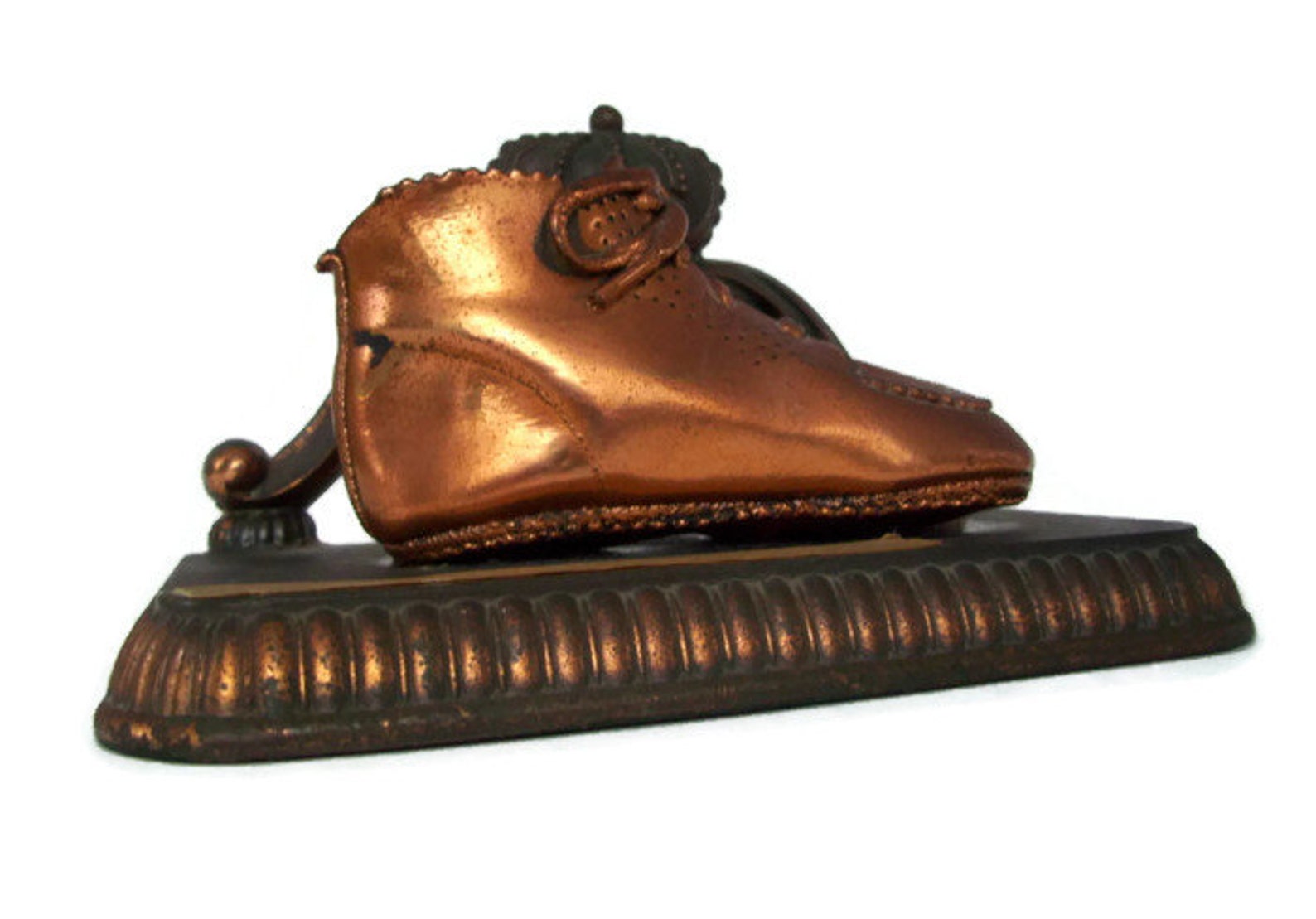 Vintage Bronzed Baby Shoe Keepsake 1950's Bookend Baby Etsy