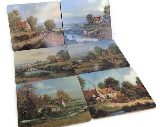 Vintage Pimpernel Placematsenglish Cottagesset of 6, Acrylic and Cork, Home Decor, Made in