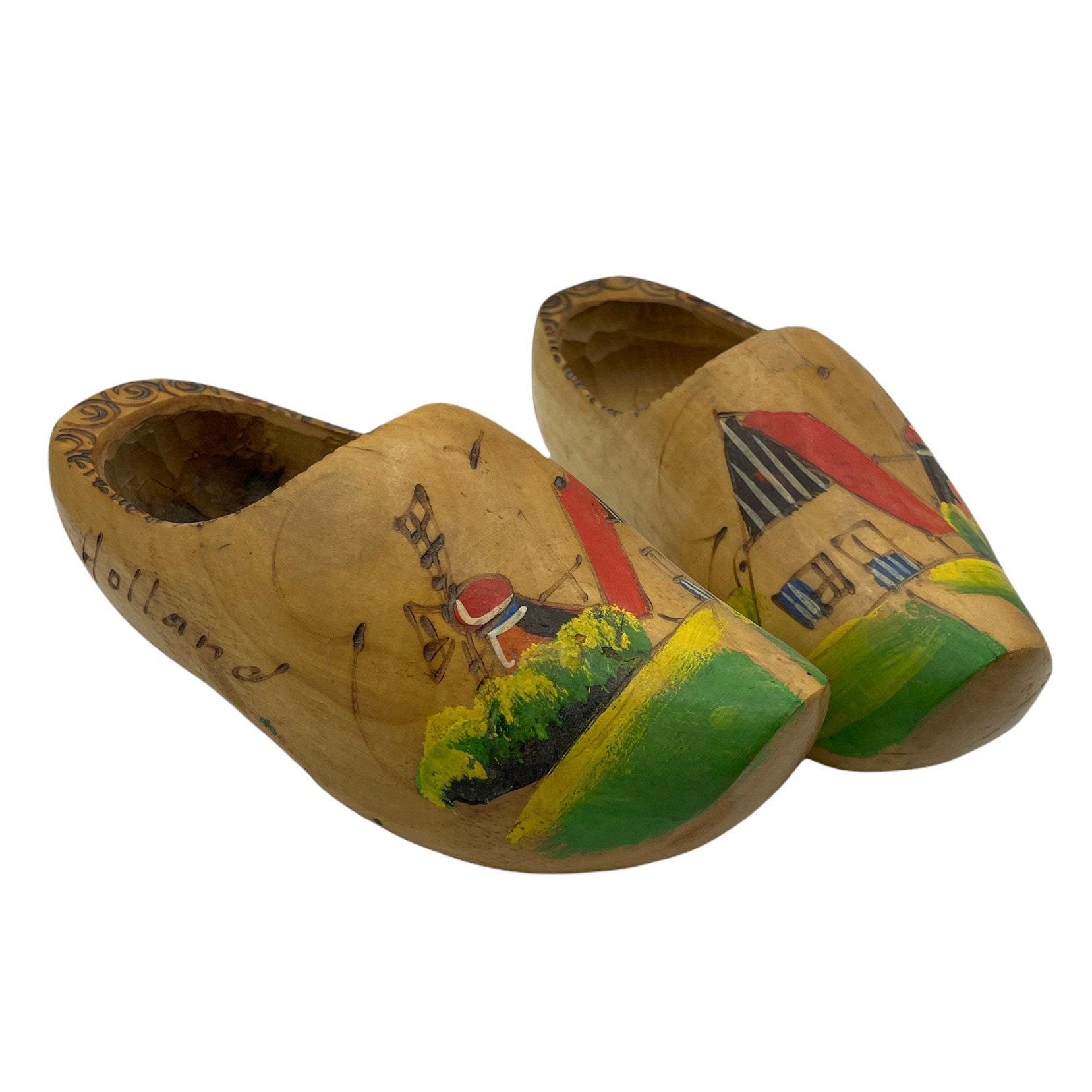 Vintage Dutch Wooden Shoes Hand Painted From Holland - Etsy Israel