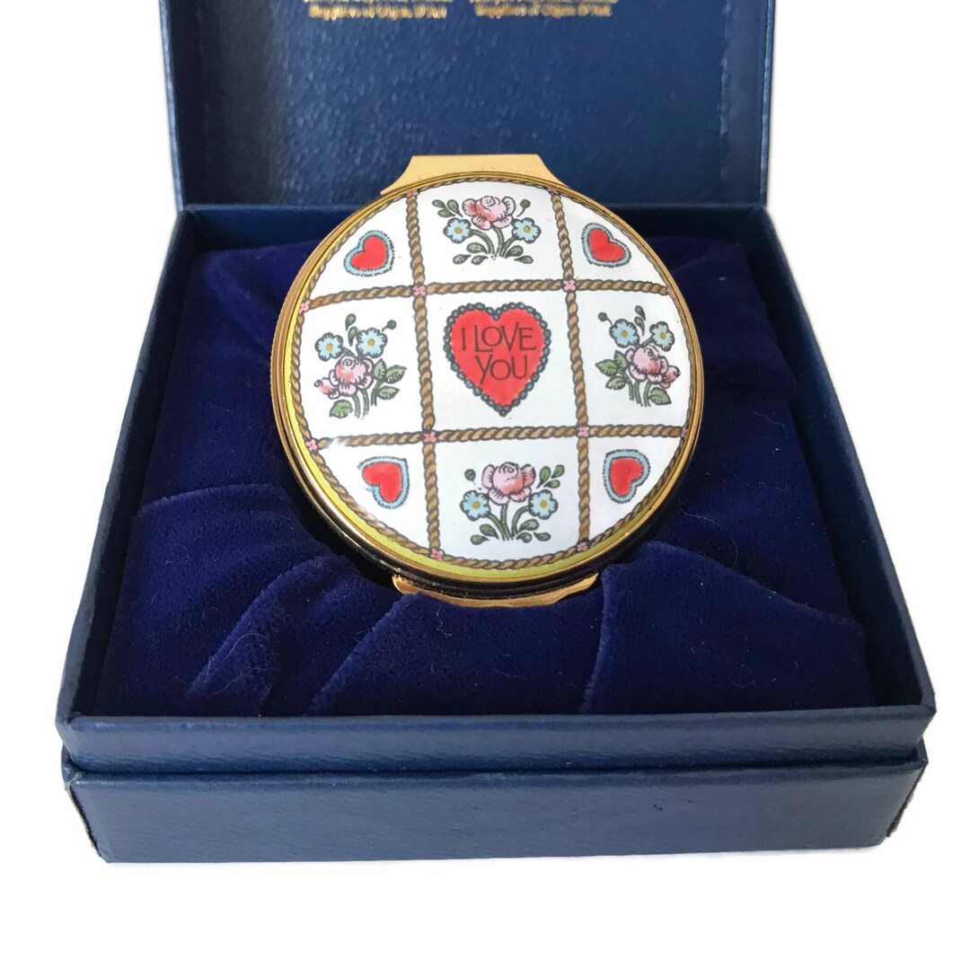 Vintage Enamel Box Halcyon Days Enamels Dated Trinket Box I Love You