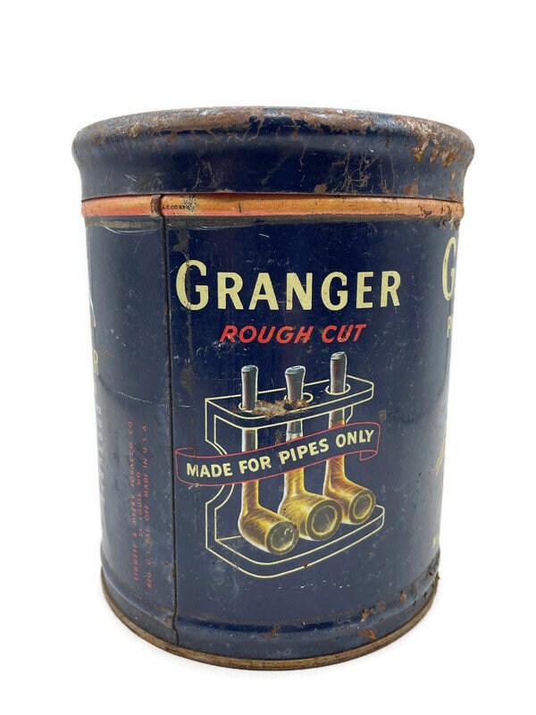 Vintage 1950s Granger Pipe Tobacco Tin, Pointer Dog Decor