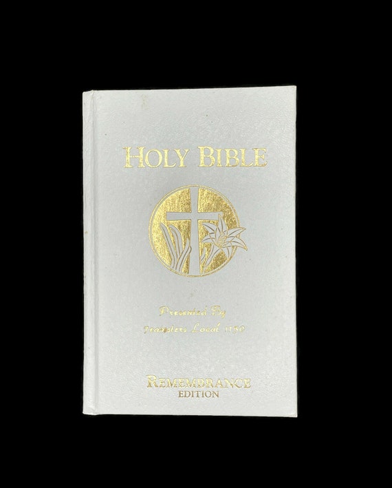 ヴィンテージ新アメリカ聖書：ホワイトレザー記念版 - Etsy 日本