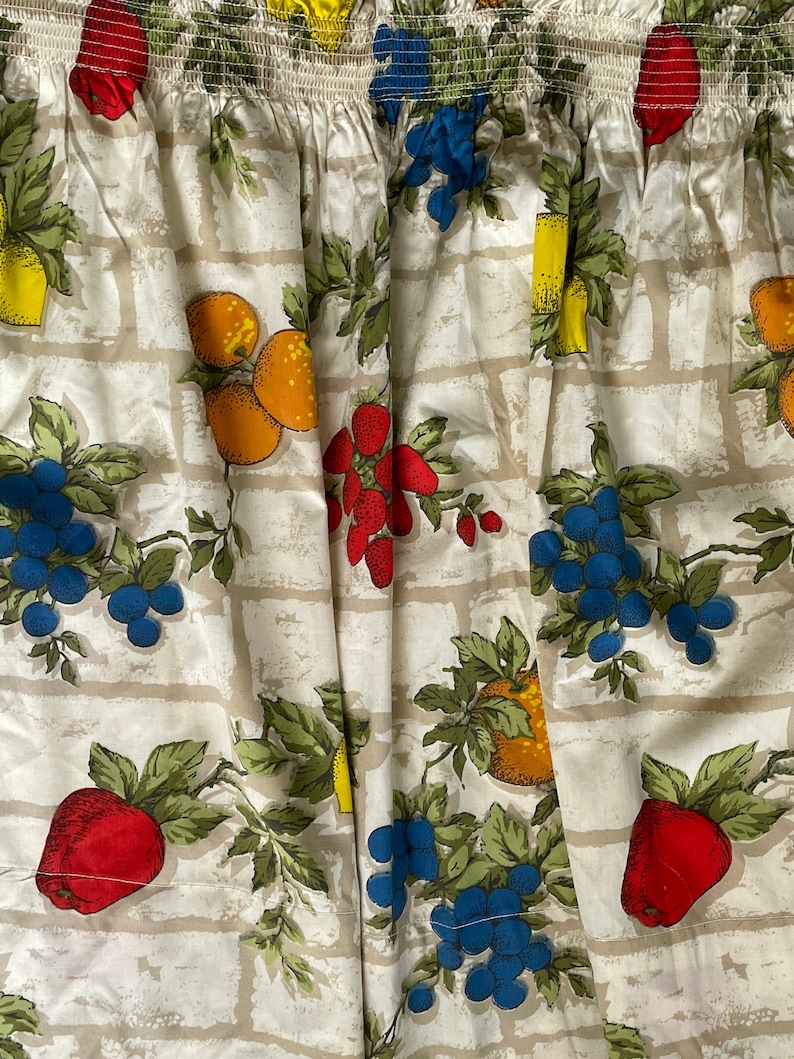 Vintage Kitchen Curtains With a Fruit Pattern Gathered - Etsy