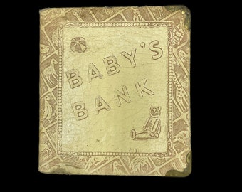 Vintage 1930s Baby Bank: Zell Products Embossed Book-shaped Coin