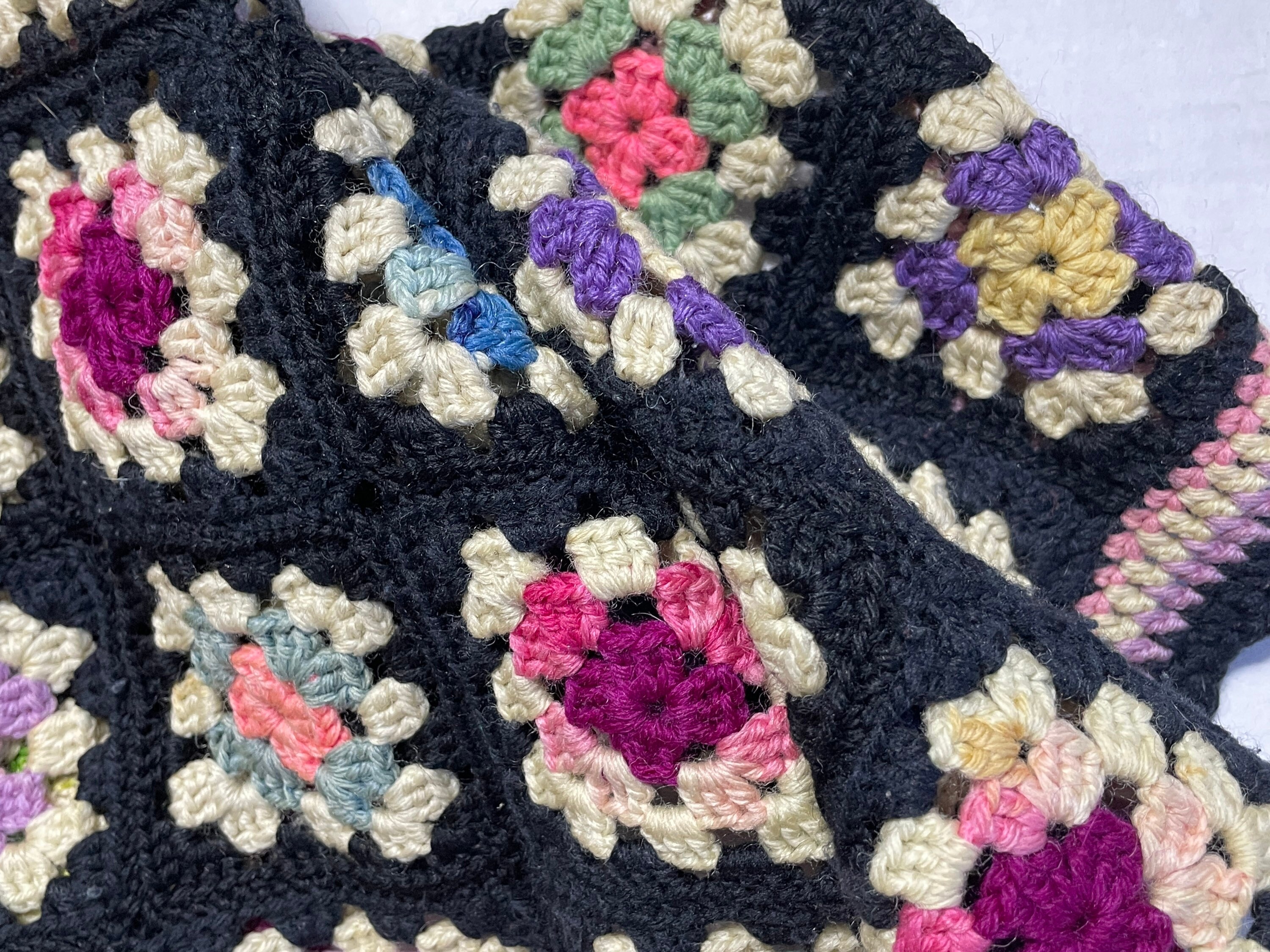 Vintage Handmade Crochet Afghan Hand Crochet Granny Squares Etsy