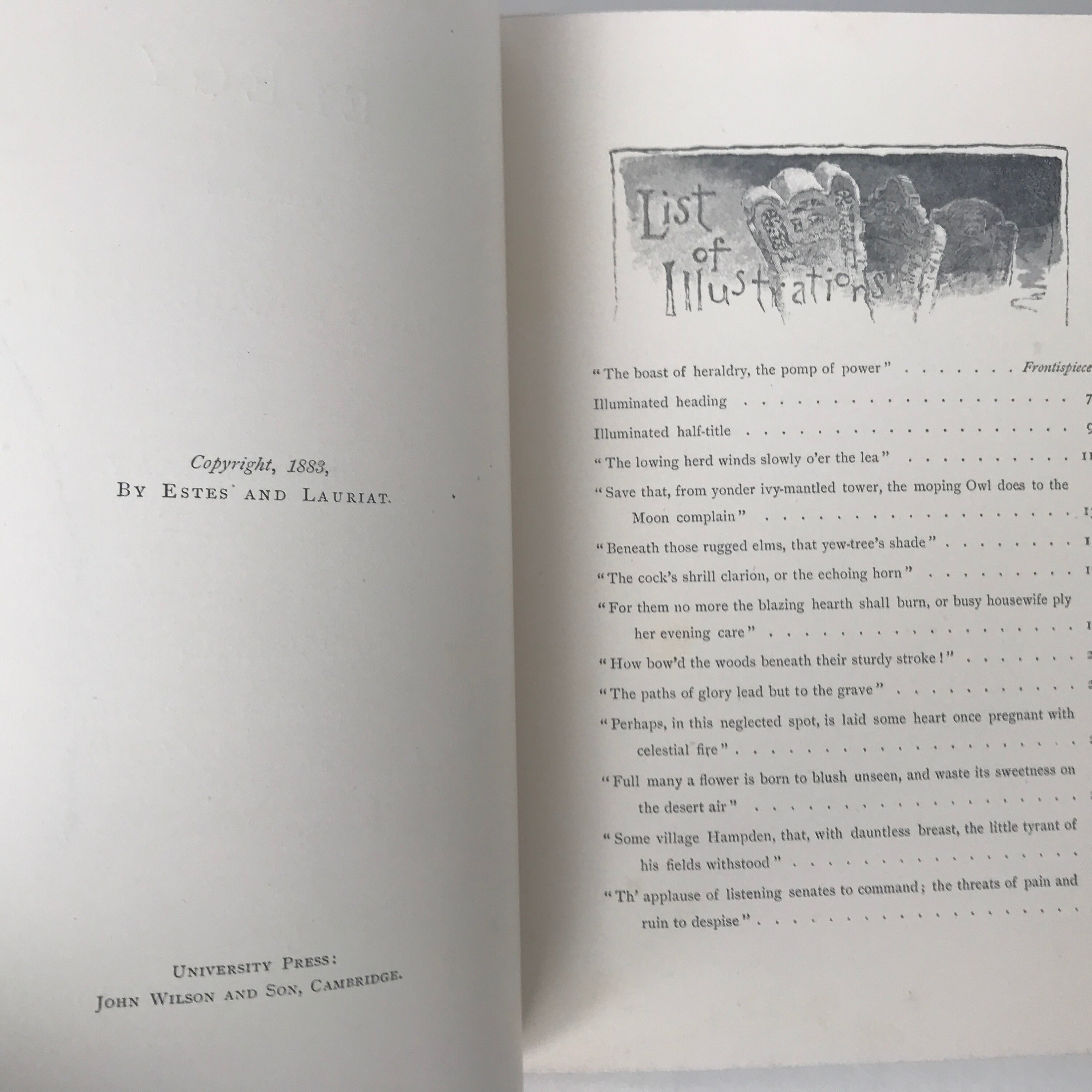 Antique Illustrated Poetry Book: Gray's Elegy, 1888 Victorian