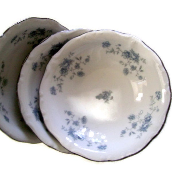 Bols à dessert vintage Johann Haviland : guirlandes bleues Bavaria Chine, Set de 8