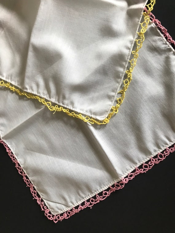 Vintage Hankie Handkerchiefs, Handmade, Tatted Ed… - image 2