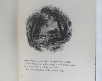Antique Illustrated Poetry Book: Gray's Elegy, 1888 Victorian