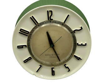 Telechron Wall Clock, Retro Mid Century off White, Art Deco Style