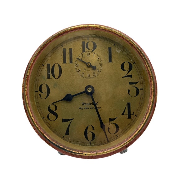 Vintage 1920s Alarm Clock, Westclox Big Ben De Luxe 2, Crackle Pink, Art Deco, Old Clock Shelf Decor, Table Clock No Base, Repair, Working