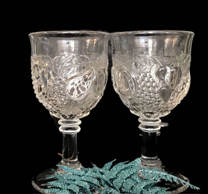 Vintage Westmoreland Della Robbia Clear Goblets Glassware Etsy