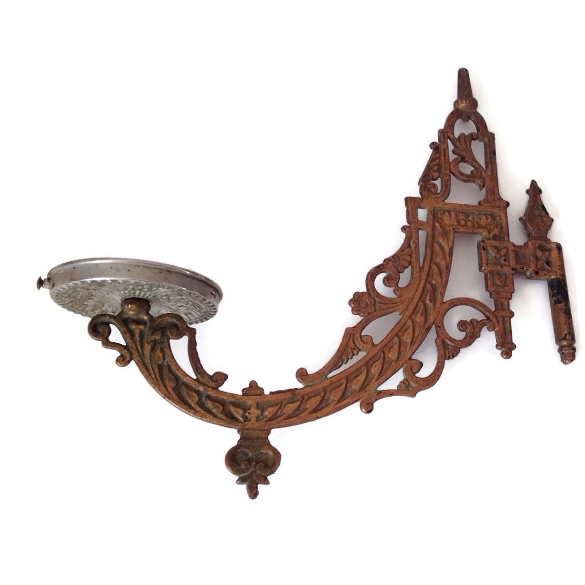 Antique Oil Lamp Holder Cast Iron Victorian Wall Mount Wall Etsy