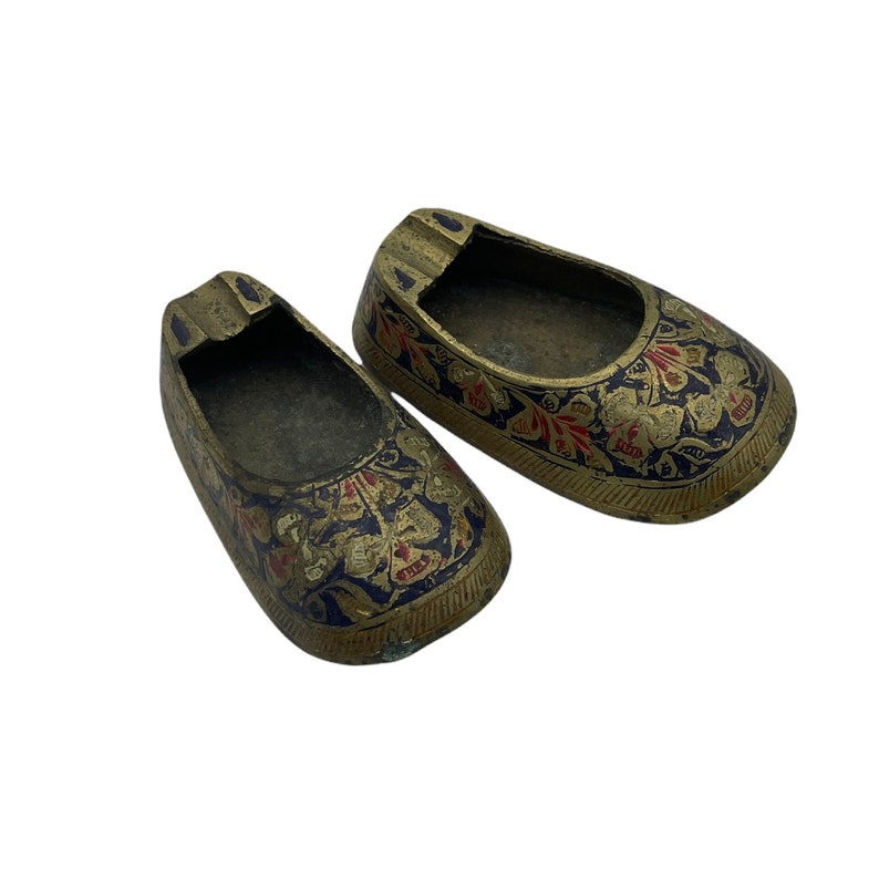 Vintage Ashtrays Cloisonne and Brass Little Slippers Small - Etsy