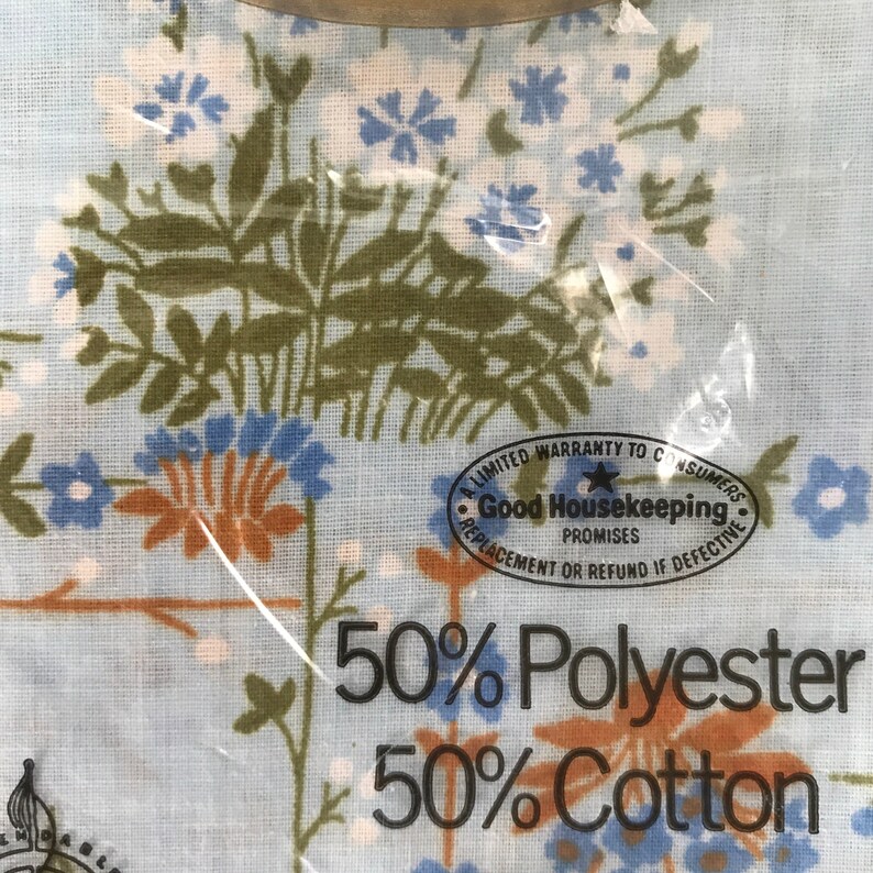 NOS Thomaston Pillowcase Set Cotton Polyester Vintage New Old Stock Blue Floral Print Fabric Deadstock New Home Bedding Twin Bed Linens