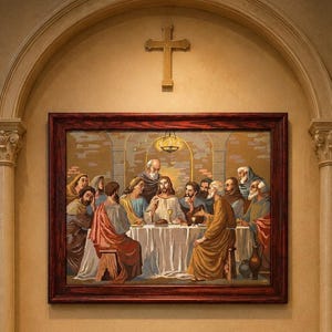 The Last Supper Wall Art,  Framed Paint by Number Decor, Vintage Religious