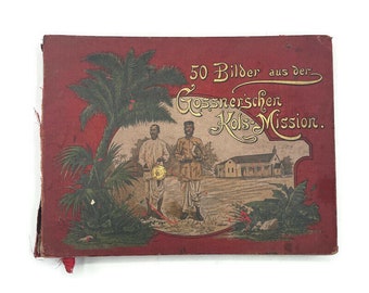 Antique German Book, 50 Bilder aus der Gossnerschen Kols-Mission, 50 Pictures from Gossner Kols Mission, 100 Years Old, 1894 Folding Map