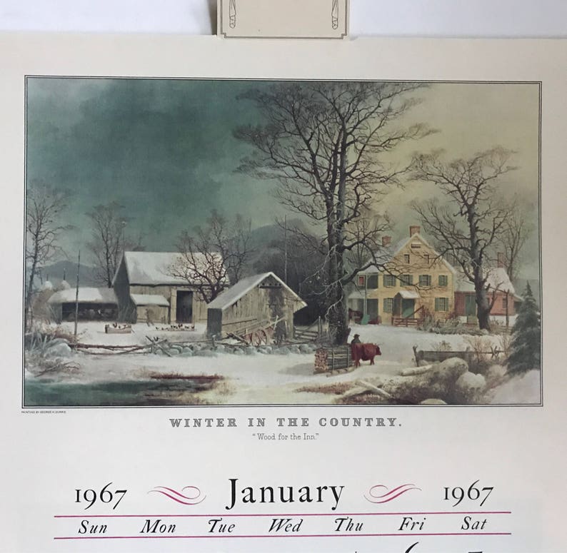 Vintage 1967 Wall Calendar Currier & Ives Travelers Insurance Etsy