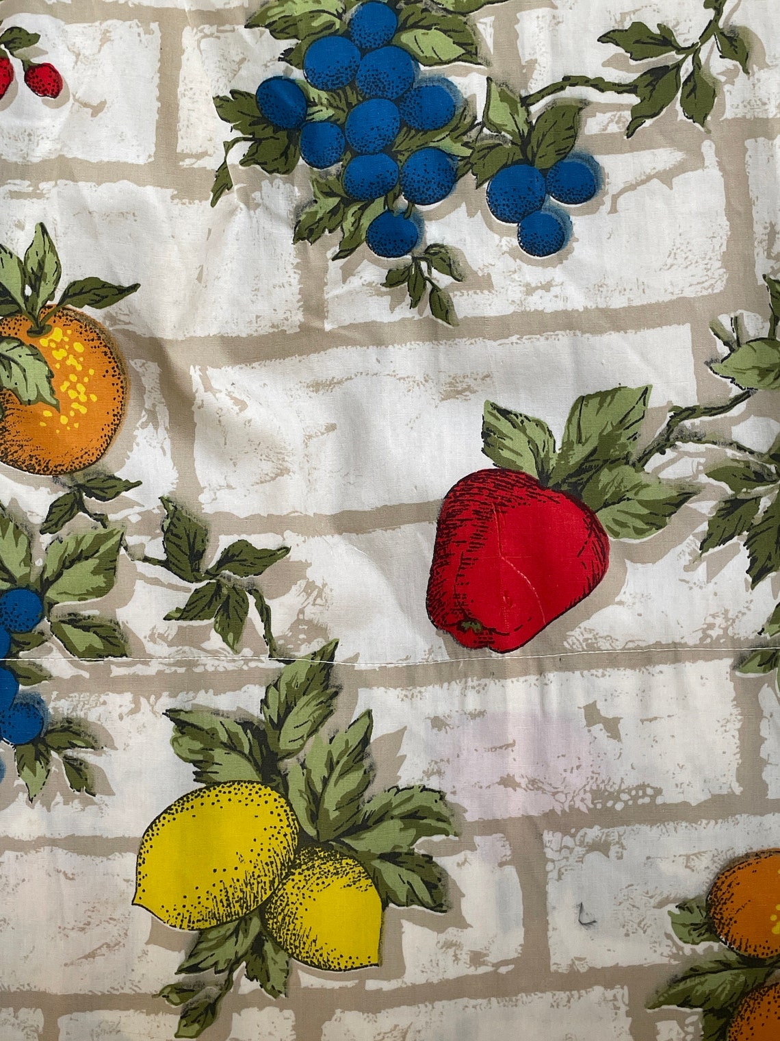 Vintage Kitchen Curtains with a Fruit Pattern Gathered Etsy