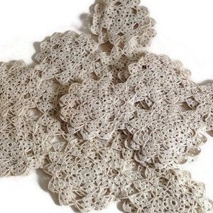 Vintage Handmade Crochet Doilies: Ivory Cotton Set of 7