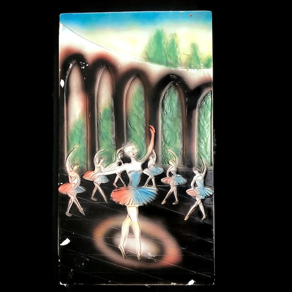 1960s Mid Century Ballerina Plaster Wall Plaque: Ballet Dancer Art