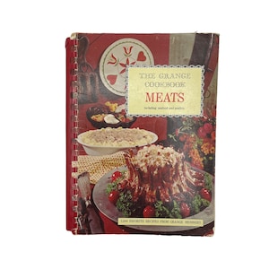 Vintage 1960 Community Cookbook, The Grange Cookbook Meats, 1968, Seafood, Local Recipes Book, Regional Cooking, Spiral Fundraiser Cookbook