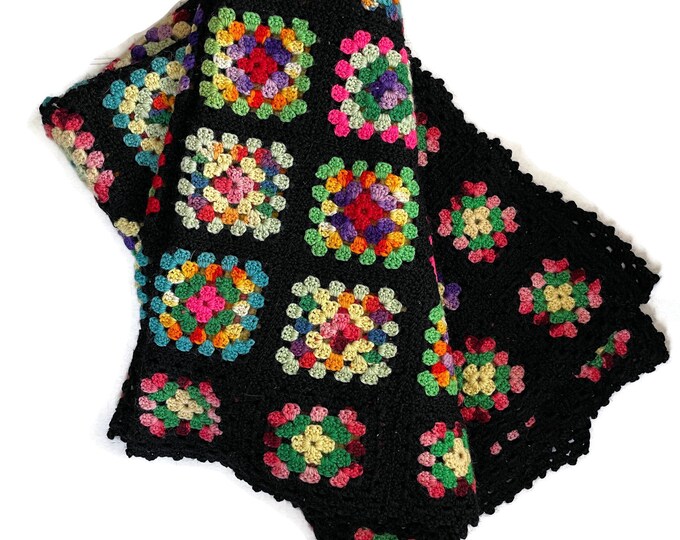 Vintage Handmade Crochet Afghan Hand Crochet Granny Squares Etsy