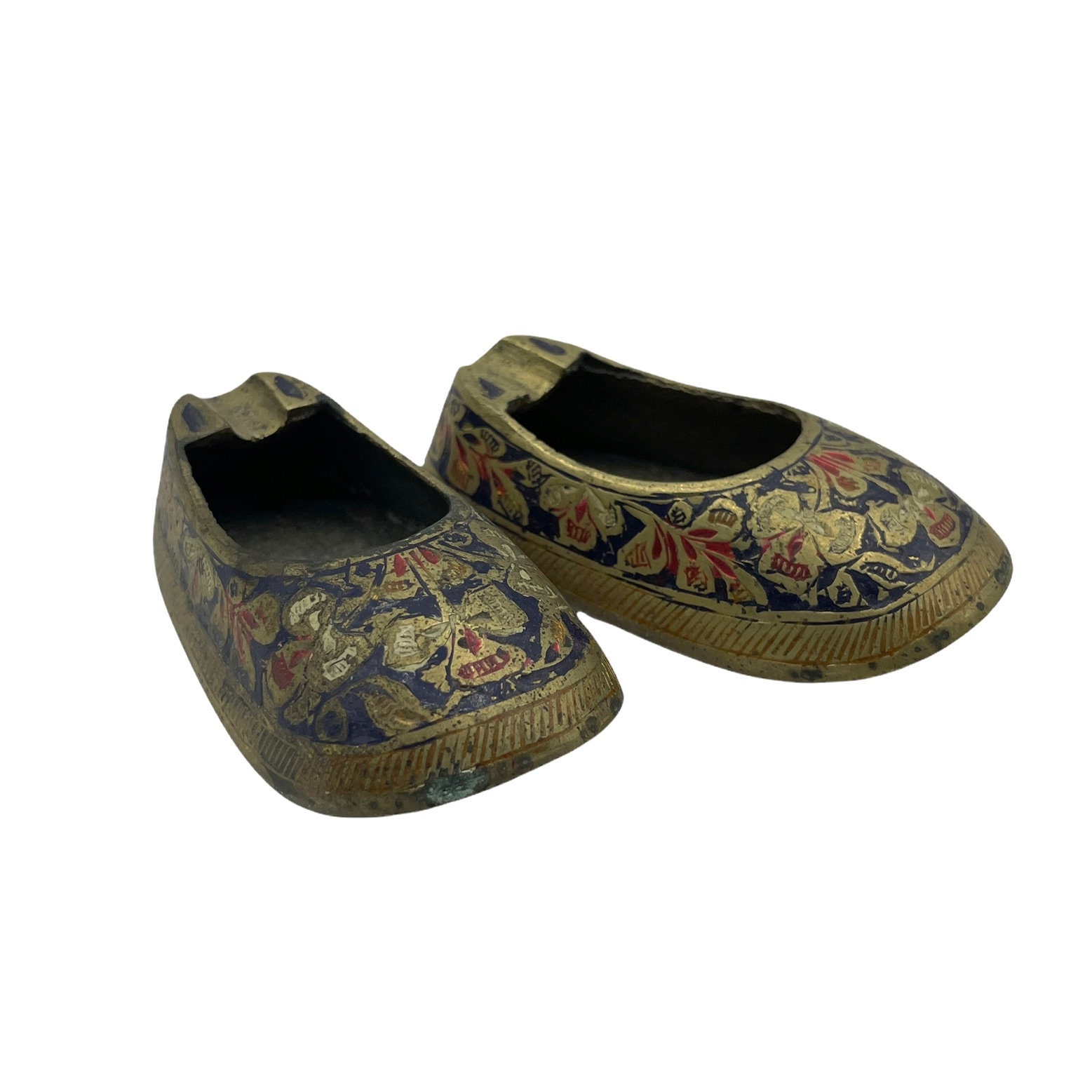Vintage Ashtrays Cloisonne and Brass Little Slippers Small - Etsy