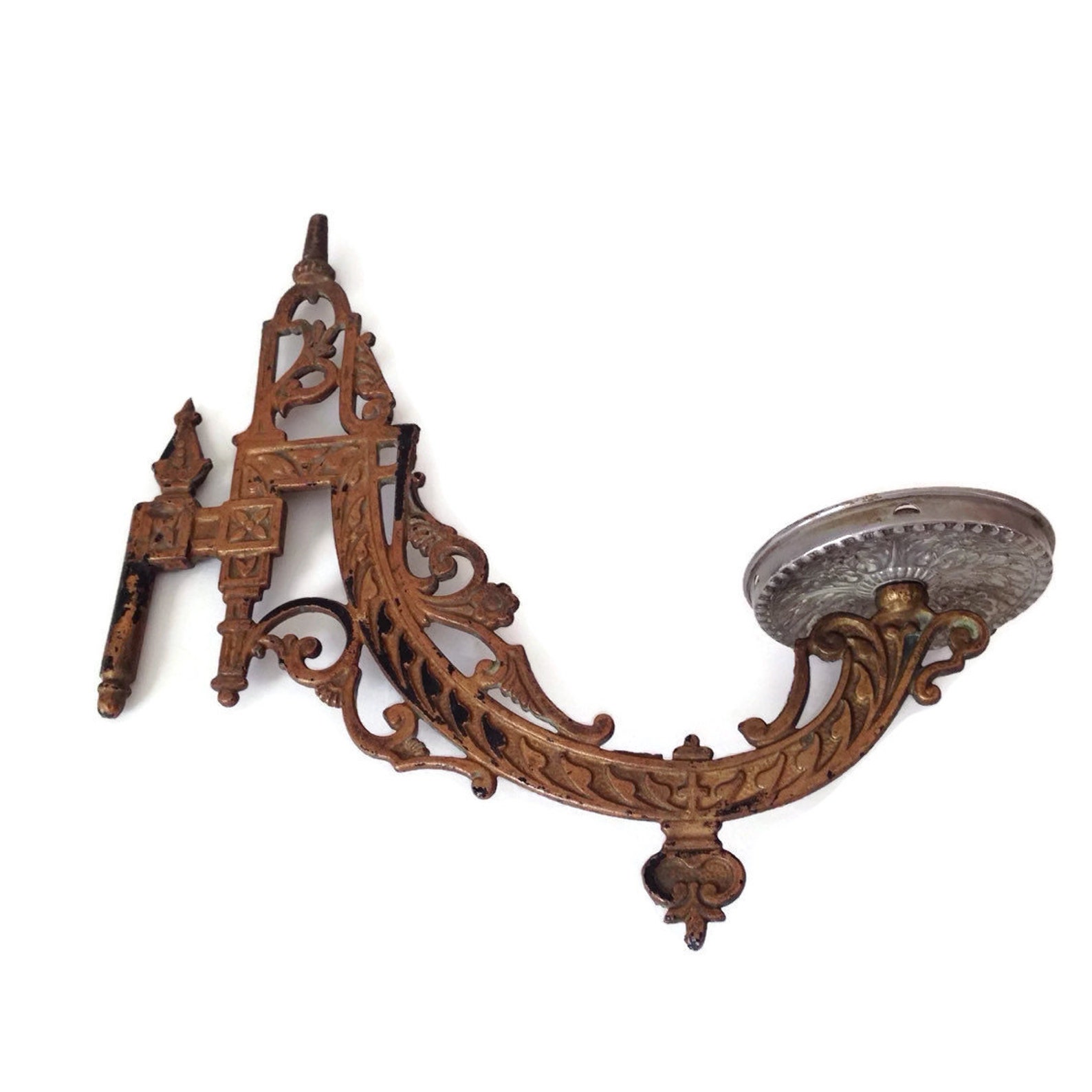 Antique Oil Lamp Holder Cast Iron Victorian Wall Mount Wall Etsy