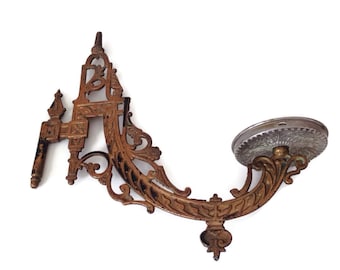 Antique Cast Iron Oil Lamp Holder: Victorian Wall Sconce, Home Decor