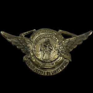 Vintage Religious Insignia Pin, Saint Joseph by Mont Royal, Winged Pinback, Religious Gifts Collectibles, St. Joseph Oratory, Religious Pin
