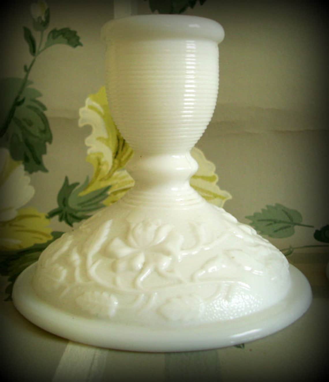 Vintage Milk Glass Candle Holders Imperial Glass Imperial Rose Etsy