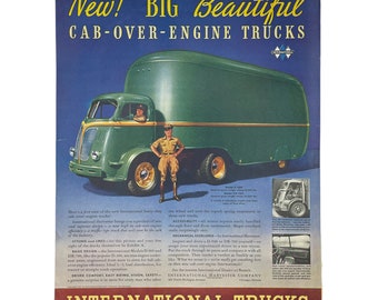 Vintage 1930er Jahre LKW-Anzeige, 1939 internationale LKWs, Vintage-Anzeigen, Automobilia, rahmenbar, Saturday Evening Post, September, Norman Rockwell