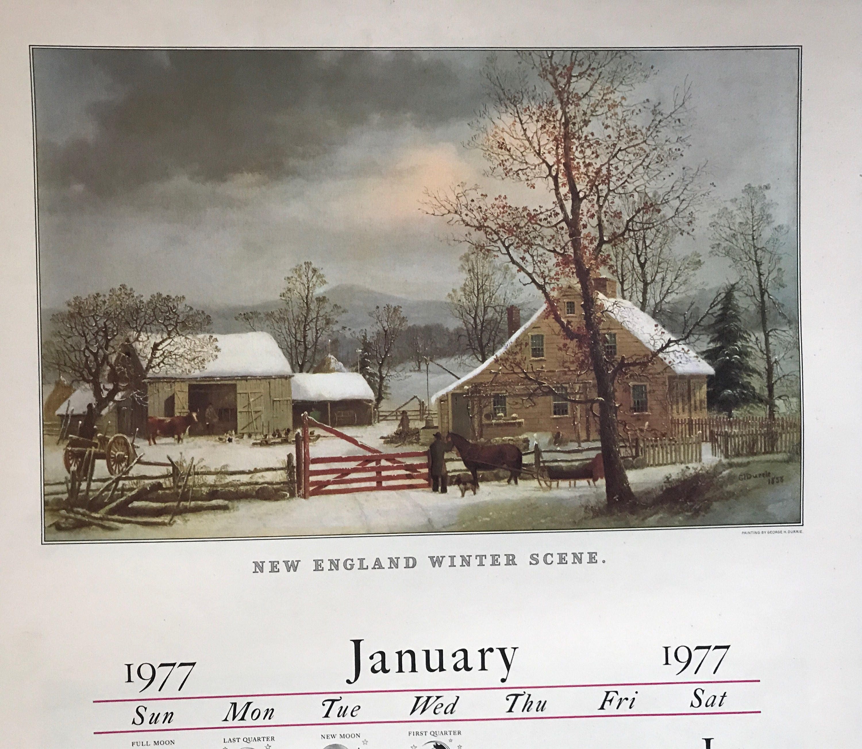 vintage-calendar-currier-and-ives-prints-1977-wall-calendar-etsy