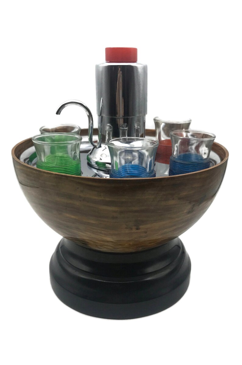 Mid Century Portable Bar Bowling Ball Bar Marbelized Etsy