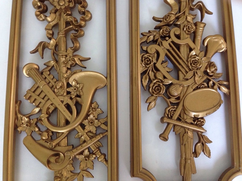 Hollywood Regency Homco Wall Decor Plaques Musical Theme