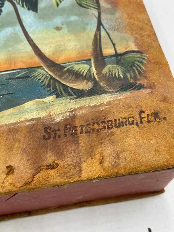 Vintage Stocking and Hankie Box, Painted Leather … - image 7