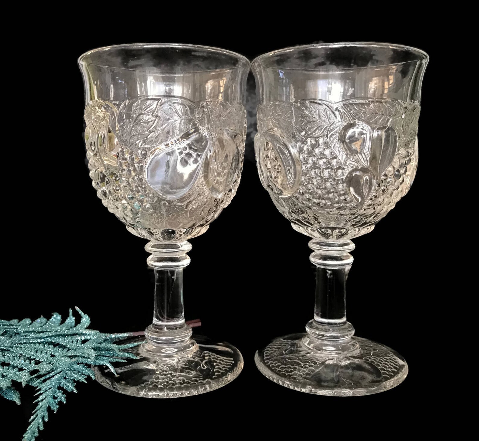Vintage Westmoreland Della Robbia Clear Goblets Glassware Etsy