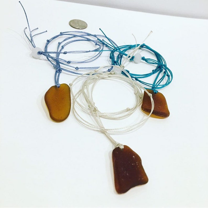 Sea Glass Puget Sound Knotted Cord Necklace
