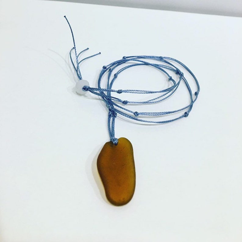 Sea Glass Puget Sound Knotted Cord Necklace