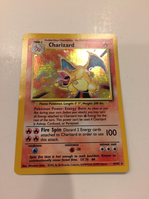 Charizard Holographic 1999 4/102 Pokemon card excellent | Etsy