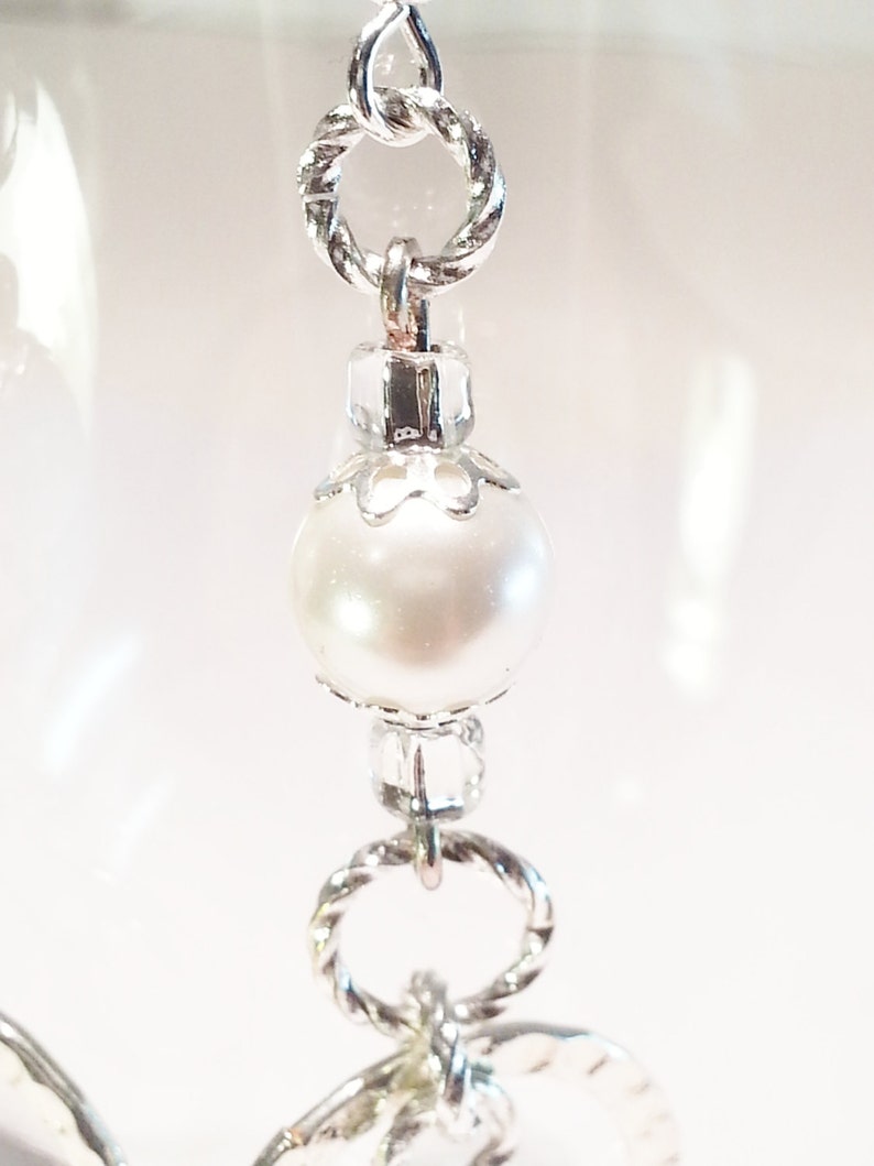 White Earrings Bridal Earrings Dangle Swarovski Pearls Rings - Etsy