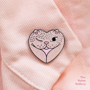 Vulvakatze Pin • Zartrosa Glitzer • Die Vulva Gallery