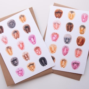 Cartes postales • Diversité des pénis • Illustration à l'aquarelle • La galerie de la diversité corporelle