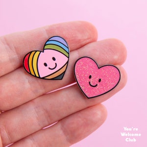 Rainbow Pride Heart • Enamel pin duo • You&#39;re Welcome Club