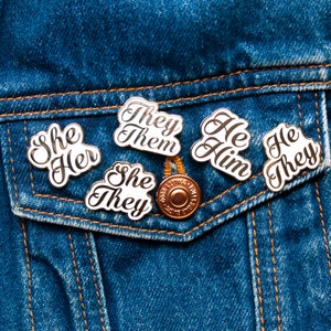 Pronoun Pin Set • Hard enamel pins • You&#39;re Welcome Club