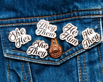 Pronoun Pin Set • Hard enamel pins • You&#39;re Welcome Club