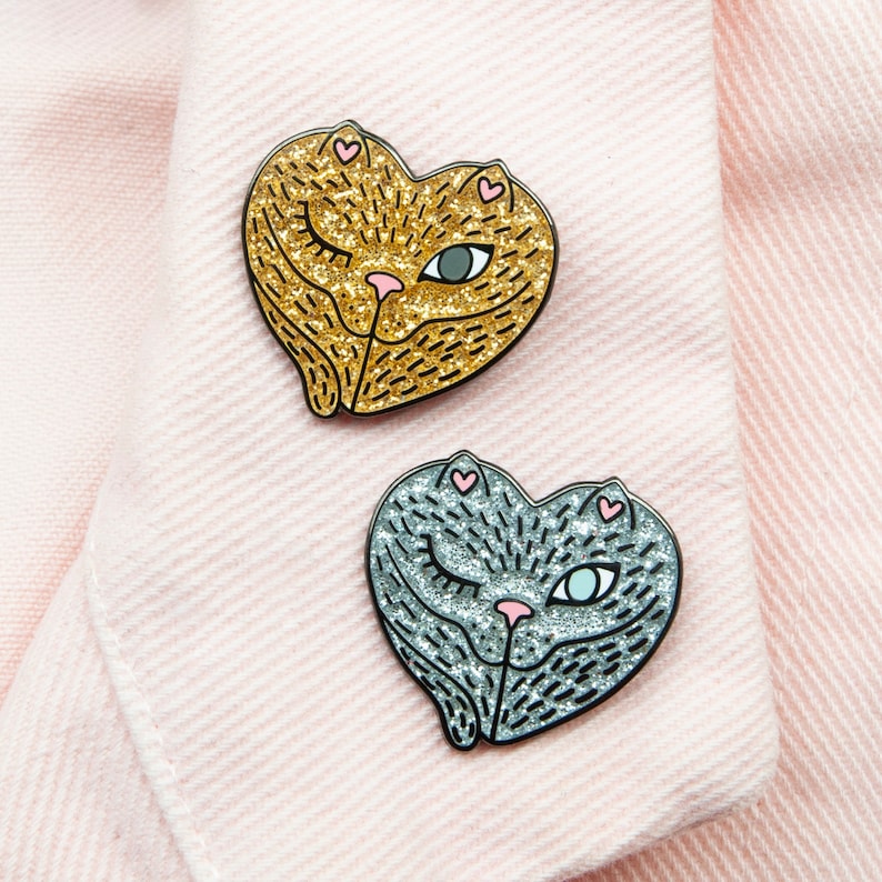 Glitter Vulvacats Enamel Pin Duo Set The Vulva Gallery image 1