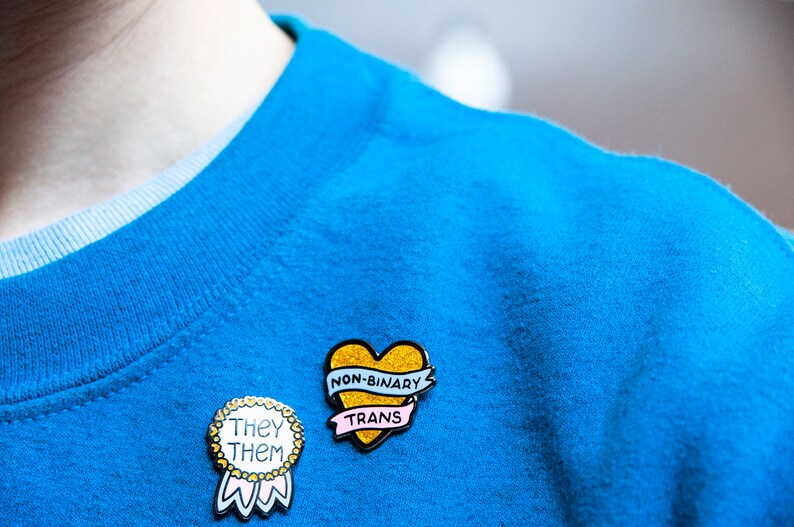 Inclusivity Pin Set Nonbinary Trans They Them Pronoun Pin Etsy