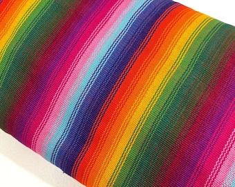 Serape Stripe Ombre Rainbow Guatemalan Fabric by Yard, Handwoven Cotton, 36" Wide.